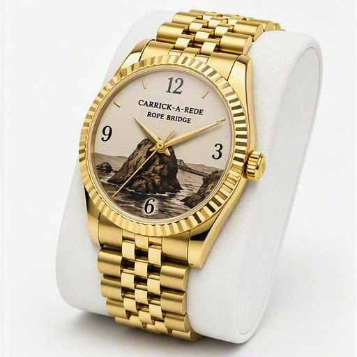 Full gold, champagne dial, three-quarter view