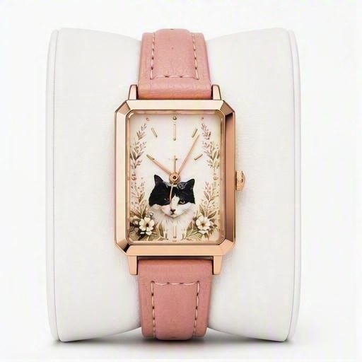 Rectangular case, rose gold